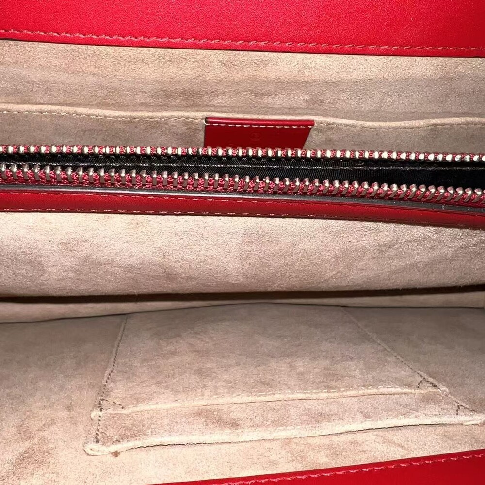 Hj Gucci Red Xl Leather Wallet On Chain #236158G12B - Picture 10 of 11